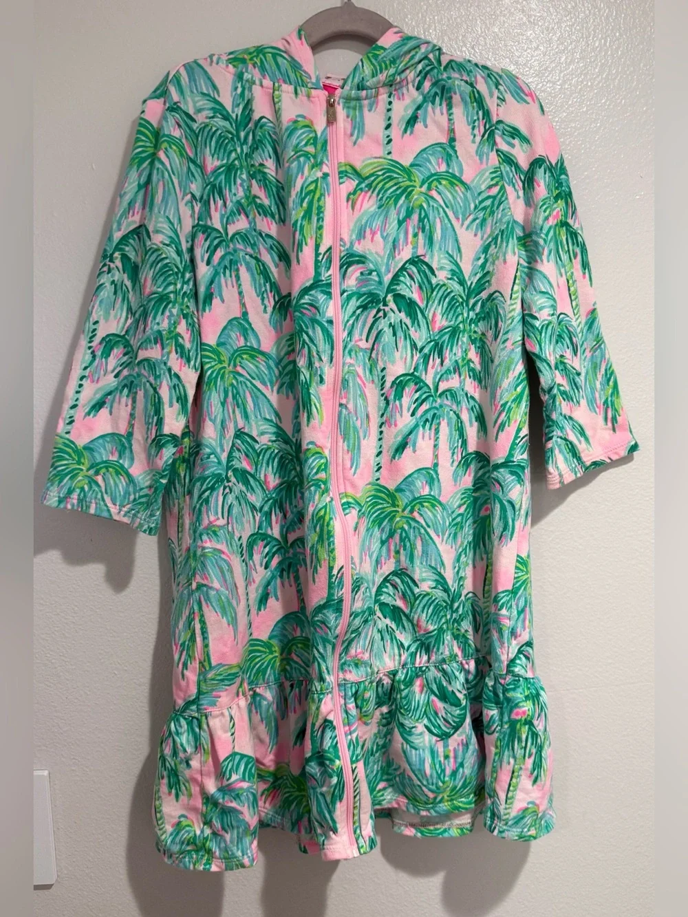 Lilly Pulitzer Pink Hooded Palm-Print Swim Coverup